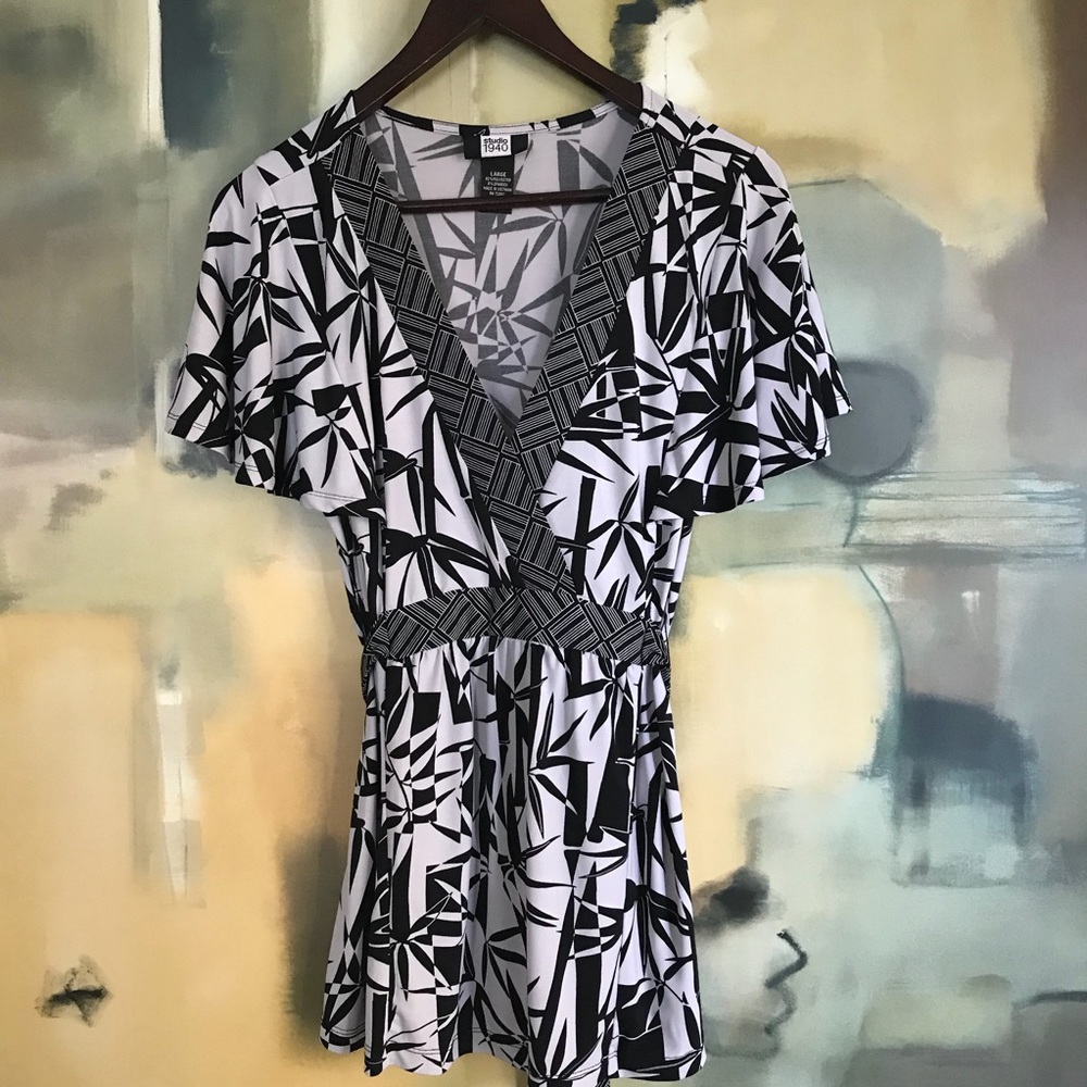 Studio 1940 Top, Size L, Black/White